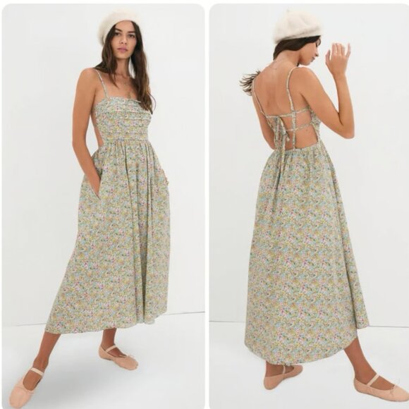 For Love and Lemons Open Back Raleigh Midi Dress for Summer - Picture 1 of 9